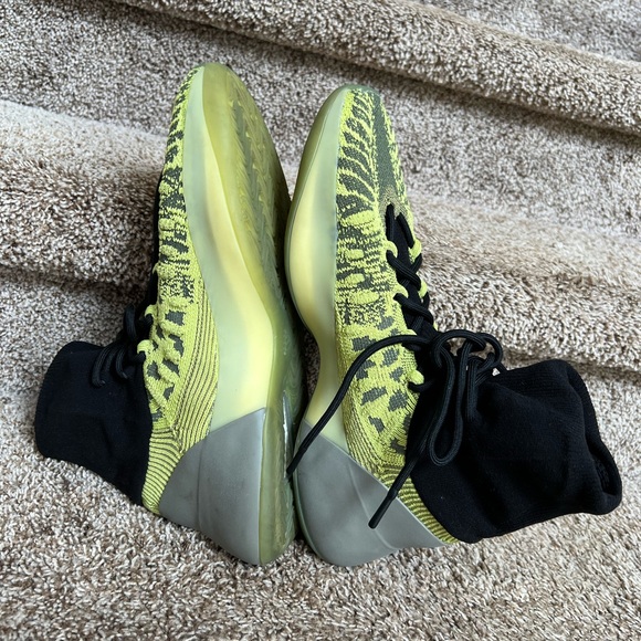 Adidas Yeezy Men's Energy Glow Knit Black and Yellow High-Top Sneakers